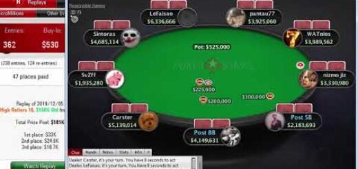 Replay |"yrwthmelthr" Final table PokerStars High Rollers 16: $530 NLHE 8-Max $150K Gtd Dec 05, 2019