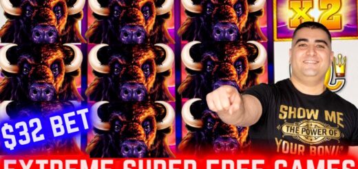 OMG I Won EXTREME SUPER FREE GAMES On High Limit BUFFALO SLOT - $32 A Spin ? ! Live Slot Play