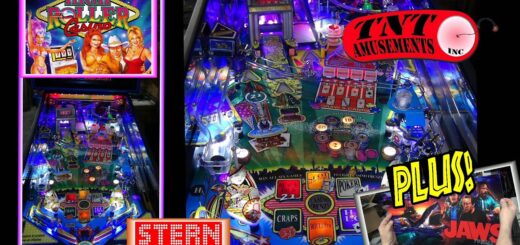 #1638 Stern HIGH ROLLER CASINO & Gottlieb GENESIS Pinball Machines & new JAWS Pinball?TNT Amusements