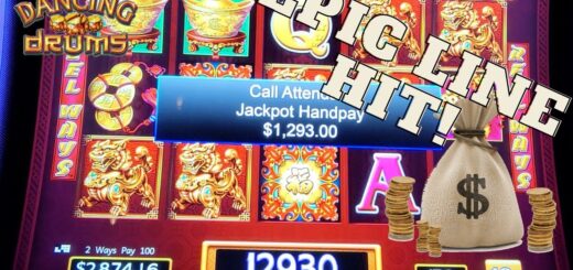 EPIC LINE HIT on DANCING DRUMS! JACKPOT HANDPAY and lots of BONUSES!