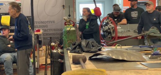 Gene Winfield teaching welding and fabrication skills to students and others at nearly 95 years old
