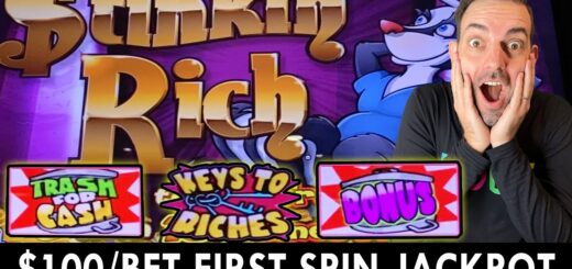 $100/Bet ? FIRST SPIN JACKPOT ✴ Stinkin' Rich at Greektown Casino #ad