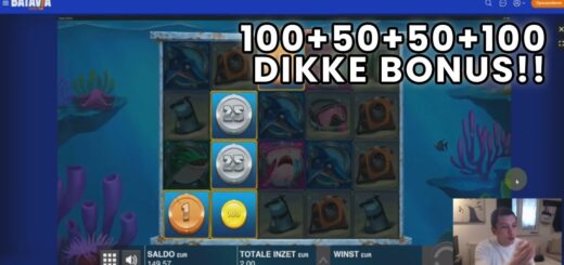 Regen van gouden en zilveren muntjes op Razor shark: 100 + 50 +50 + 100:
