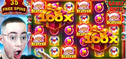 BANGER TRIPLE RETRIGGER On SANTA'S GREAT GIFTS!! (RARE 6 SCATTER BONUS)