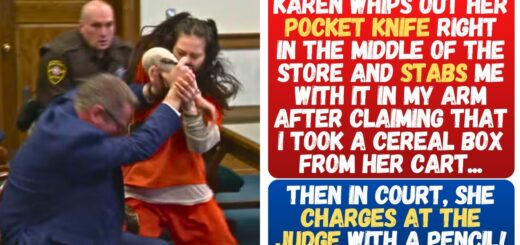 KAREN STABS MY ARM WITH A KNIFE AFTER CLAIMING I STOLE HER CEREAL & CHARGES AT THE JUDGE IN COURT!!!