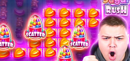 FIRST SPIN RETRIGGER On SUGAR RUSH!! (INSANE CLUSTERS)